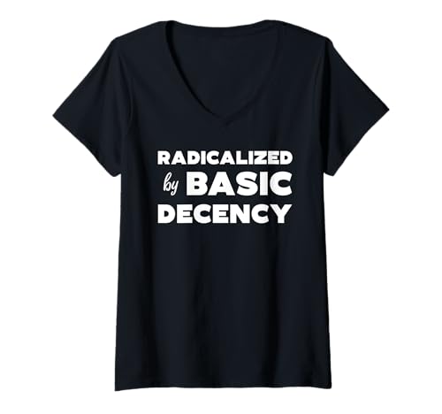 Damen Radikalisiert von Basic Decency Fun Social Democracy T-Shirt mit V-Ausschnitt Damen Radikalisiert von Basic Decency Fun Social Democracy T-Shirt mit V-Ausschnitt von Decency Matters
