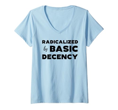 Damen Radikalisiert von Basic Decency Fun Social Democracy T-Shirt mit V-Ausschnitt Damen Radikalisiert von Basic Decency Fun Social Democracy T-Shirt mit V-Ausschnitt von Decency Matters