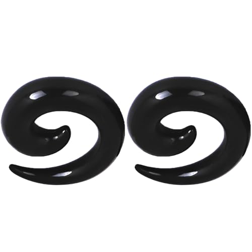 1 Paar 12 mm(1/2") Schwarz Acryl Dehnspiralen Plugs Tunnel Kegel Dehnungsschnecke Ohrstecker Piercing Dehnschnecke Dehnsichel Set Ohrringe Dehnstab Piercing Spirale Ohr Expander Frauen Herren von Decentraland