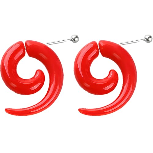 1 Paar 4 mm(6 G) Rot Acryl Dehnspirale Plugs Fake Tunnel Kegel Ohrringe Ohrstöpsel Dehnstab Piercing Spirale Ohrstecker Körperschmuck Ohr Expander Frauen Damen Herren von Decentraland