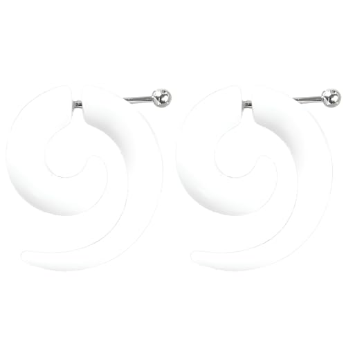 1 Paar 6 mm(2 G) Weiß Acryl Dehnspirale Plugs Fake Tunnel Kegel Ohrringe Ohrstöpsel Dehnstab Piercing Spirale Ohrstecker Körperschmuck Ohr Expander Frauen Damen Herren von Decentraland