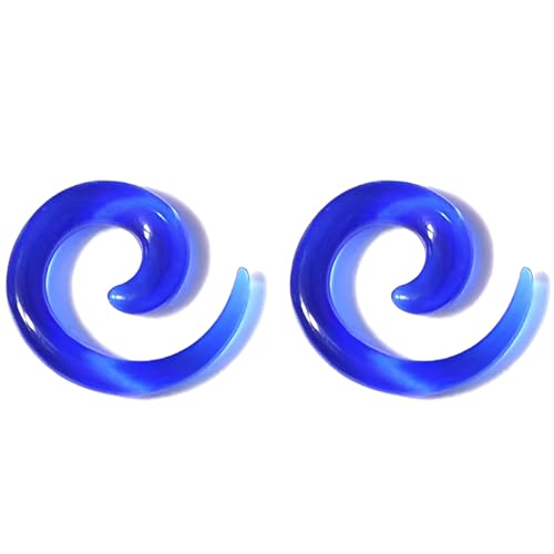 1 Paar Blau 8 mm(0 G) Acryl Ohrloch Dehnspiralen Plugs Tunnel Kegel Dehnungsschnecke Acrylkegel Dehnschnecke Set Ohrringe Dehnstab Piercing Spirale Ohr Expander Frauen Herren von Decentraland
