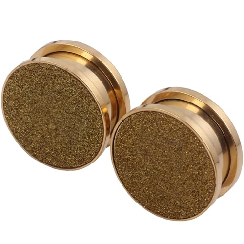 1 Paar Gold 5 mm(4 G) Solide Plugs Tunnel Ohrringe Ohrstöpsel Septum Piercing Ohrplugs Körperschmuck Ohr Dehnstäbe Expander Titanstahl Edelstahl Frauen Damen Herren von Decentraland