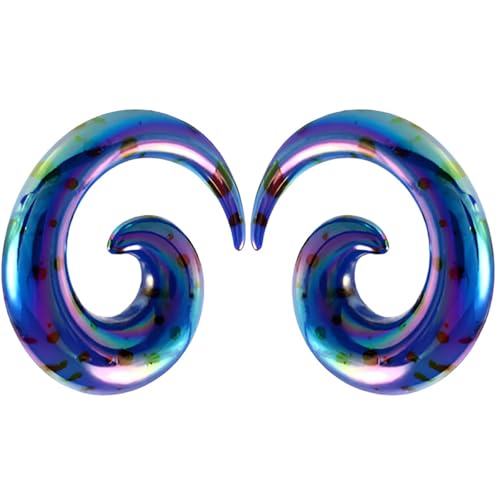 1 Paar Purpurblau 12 mm(1/2") Acryl Dehnspiralen Plugs Tunnel Kegel Dehnungsschnecke Acrylkegel Ohrstecker Dehnschnecke Set Ohrringe Dehnstab Piercing Spirale Ohr Expander Frauen Herren von Decentraland