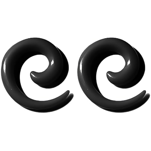 1 Paar Schwarz 10 mm(00 G) Acryl Ohrloch Dehnspiralen Plugs Tunnel Kegel Dehnungsschnecke Acrylkegel Dehnschnecke Set Ohrringe Dehnstab Piercing Spirale Ohr Expander Frauen Herren von Decentraland