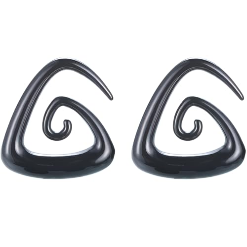 1 Paar Schwarz Dreieck 4 mm(6 G) Acryl Dehnspiralen Plugs Tunnel Kegel Dehnungsschnecke Acrylkegel Dehnschnecke Set Ohrringe Dehnstab Piercing Spirale Ohr Expander Frauen Herren von Decentraland