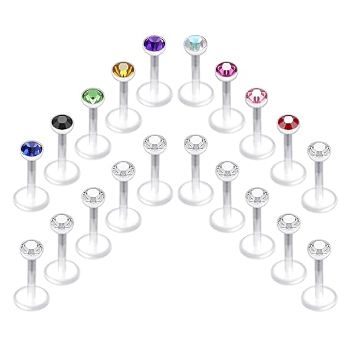 1 SATZ Acryl Mit 2.5mm Zirkon 1.2mm (16G) Lippenpiercing Nasenpiercing Zungenpiercing Stecker Helix Tragus Piercings Retainer Lippenringe Körper Piercing Knorpel Schmuck Kunststoff für Frauen 6mm von Decentraland