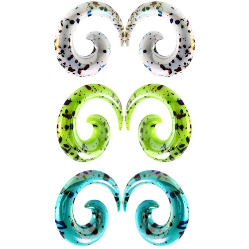 1 SET 8 mm(0 G) Acryl Dehnspiralen Plugs Tunnel Kegel Dehnungsschnecke Acrylkegel Ohrstecker Dehnschnecke Kit Ohrringe Dehnstab Piercing Spirale Ohr Expander Frauen Herren Weiß/Grün/Cyanfarben von Decentraland