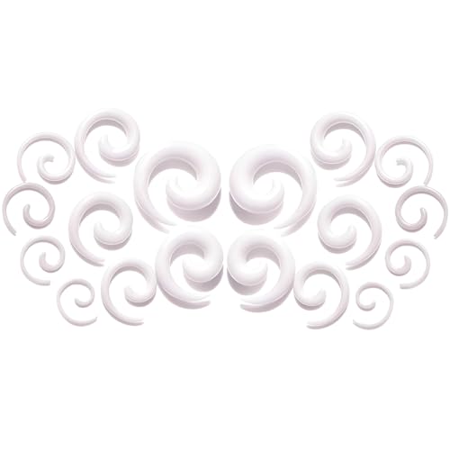 1 SET Weiß Acryl Ohrloch Dehnspiralen Plugs Tunnel Kegel Dehnungsschnecke Acrylkegel Dehnschnecke Kit Ohrringe Dehnstab Piercing Spirale Ohr Expander Frauen Herren 1.6 2 2.5 3 4 5 6 8 10 mm von Decentraland