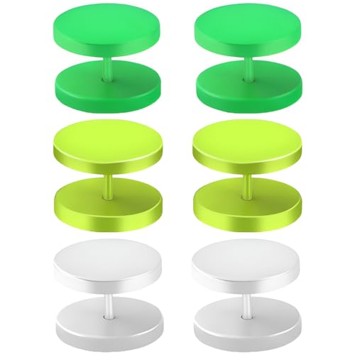 1 Set 1.2 mm(16 G) Titan Edelstahl Fake Ears Plugs Rund False Dehnungs Stud Ohr Stecker Schmuck Ohrstecker Ohrringe Schraube Helix Tragus Piercing Frauen Herren Grün/Gelb/Weiß 10 mm von Decentraland