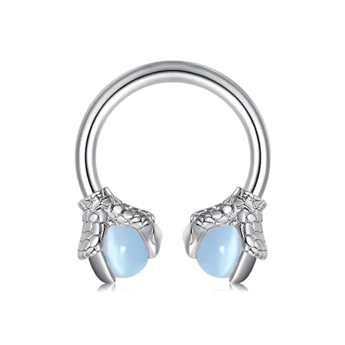 1 Stück 16G Silber Lila Edelstahl Drachenklauen Eingelegt Mit Lila Perlen Septumring Nasenring Ohrknorpel Daith Conch Helix Ohrring Lippenring Piercingschmuck Für Männer Und Frauen von Decentraland