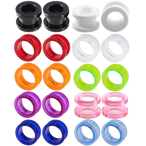 10 Paar 8 mm(0 G) Gemischt Farbe Acryl Ohr Tunnel Set Ohrringe Plugs Ohrplugs Unisex Expander Dehnset Piercing Schmuck Ohr Dehnstäbe Ohrstöpsel Kit Frauen Damen Herren von Decentraland