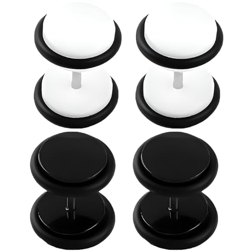 2 Paar Weiß Schwarz 6 mm(2 G) Acryl Fake Ears Plugs Kit False Dehnungs Tunnels Edelstahl Ohrstecker Stud Schmuck Ohrringe Schraube Helix Tragus Piercing Frauen Herren von Decentraland