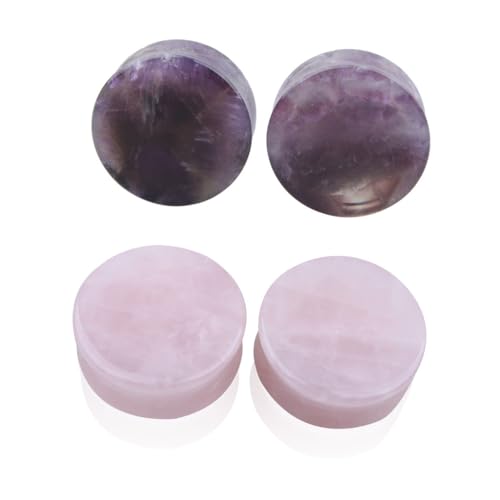 2 Paare Lila und Rosa Organische Stein Ohrmesser Ohrringe Plugs Schmuck 10mm(00g) von Decentraland