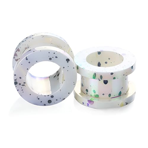 2 Stück 10mm(00G) Weiß Flexible Ohrmessgeräte Fleischohrringe Mehrfarbig Gewellter Punkt Äußerer Zahn Hohle Riemenscheibe Ohrmuscheltunnel Expander Ohrpiercing-Schmuck Für Damen Und Herren von Decentraland
