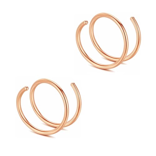 2 Stück 20G Durchmesser 8 mm Roségold Doppelring Septum Nasenring Knorpel Hergestellt Aus Hypoallergenem Chirurgischem Stahl Nasen Lippen Tragus Ohrring Piercing Schmuck Für Damen Und Herren von Decentraland