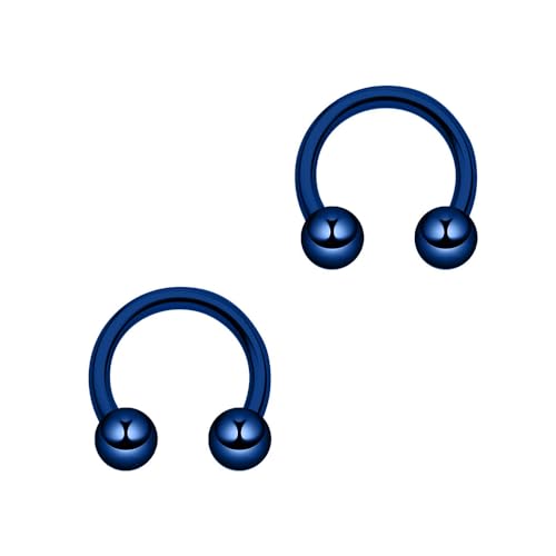 2 Stück Blau 16G 1,2 mm Septumpiercing aus chirurgischem Titanstahl Septum-Nasenringe in Hufeisenform aus Edelstahl U-förmiges Nasen Lippen Piercingzubehör Septumschmuck für Damen 8 mm von Decentraland
