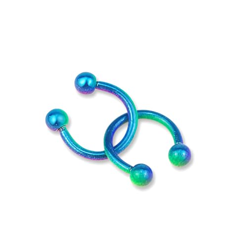 2 Stück Blau-Grün 16G 1,2 mm Titanstahl chirurgischer Stahl Septumpiercing Edelstahl Hufeisen Septum Nasenringe C-förmiges Nasenlippenpiercing Piercingzubehör Septumschmuck für Damen 8 mm von Decentraland
