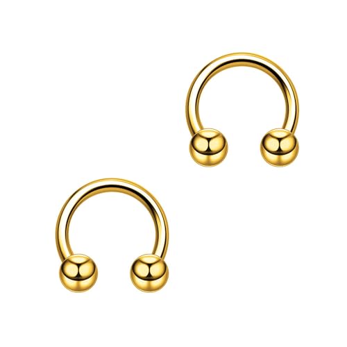 2 Stück Gold 16G 1,2 mm Septumpiercing aus chirurgischem Titanstahl Septum-Nasenringe in Hufeisenform aus Edelstahl U-förmiges Nasen Lippen Piercingzubehör Septumschmuck für Damen 6 mm von Decentraland