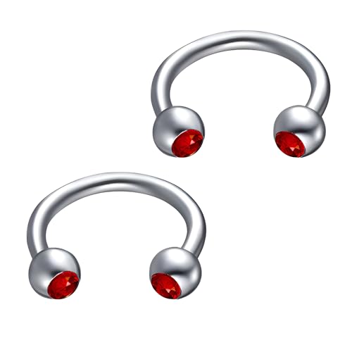 2 Stück Rot 16G 1,2 mm Titanstahl Chirurgenstahl Septum Piercing Edelstahl Septum Hufeisen Septum Nasenringe C-förmiges Nasen-Lippen-Piercing Nagel-Piercing-Zubehör Septum-Schmuck für Frauen 8 mm von Decentraland