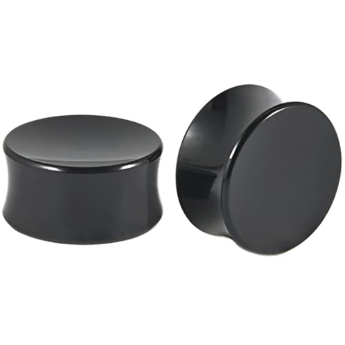 2 Stück Schwarz 32 mm Acryl Tunnel Double Flared Plugs Ohrringe Dehnstäbe Ohrstöpsel Ohrplugs Septum Piercing Ohr Dehnstäbe Expander Körperschmuck Frauen Damen Herren von Decentraland