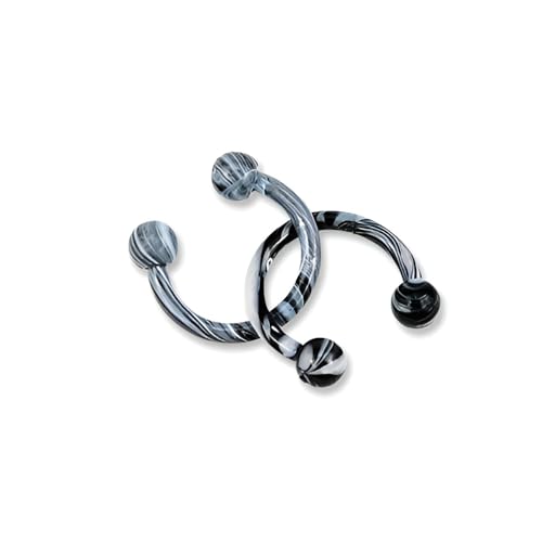 2 Stück Schwarz-Weiß 16G 1,2 mm Titanstahl chirurgischer Stahl Septumpiercing Edelstahl Hufeisen Septum Nasenringe C-förmiges Nasenlippenpiercing Piercingzubehör Septumschmuck für Damen 10 mm von Decentraland