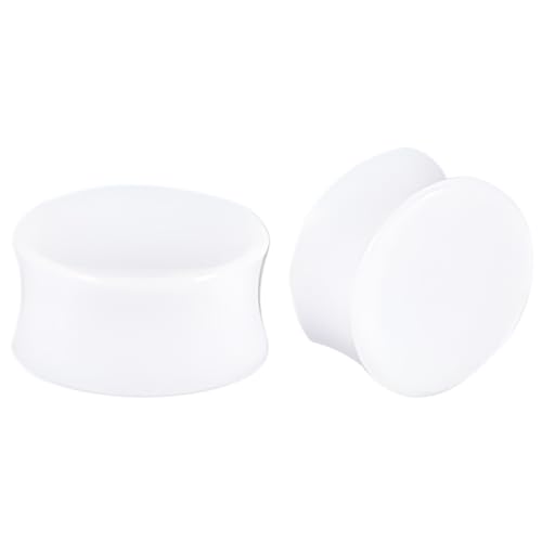 2 Stück Weiß 40 mm Acryl Tunnel Double Flared Plugs Ohrringe Dehnstäbe Ohrstöpsel Ohrplugs Septum Piercing Ohr Dehnstäbe Expander Körperschmuck Frauen Damen Herren von Decentraland