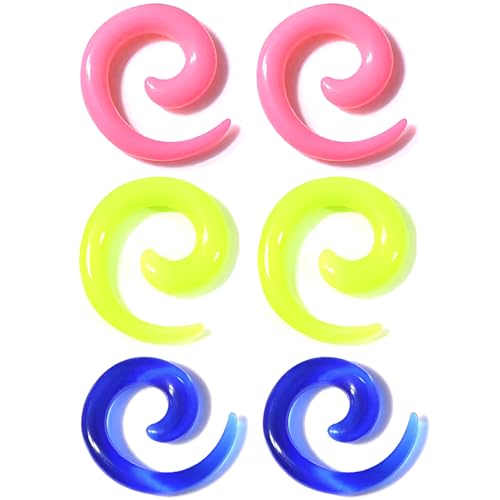 3 Paar 2.5 mm Acryl Ohrloch Dehnspiralen Plugs Tunnel Kegel Dehnungsschnecke Acrylkegel Dehnschnecke Set Ohrringe Dehnstab Piercing Spirale Ohr Expander Frauen Herren Rosa/Grün/Blau von Decentraland