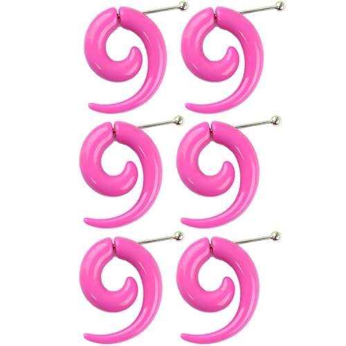 3 Paar 8 mm(0 G) Lila Acryl Dehnspirale Plugs Fake Tunnel Kegel Ohrringe Ohrstöpsel Dehnstab Piercing Spirale Ohrstecker Körperschmuck Ohr Expander Frauen Damen Herren von Decentraland