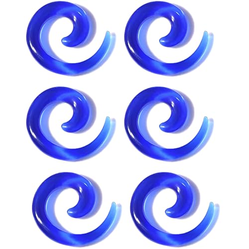 3 Paar Blau 6 mm(2 G) Acryl Ohrloch Dehnspiralen Plugs Tunnel Kegel Dehnungsschnecke Acrylkegel Dehnschnecke Set Ohrringe Dehnstab Piercing Spirale Ohr Expander Frauen Herren von Decentraland