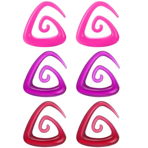 3 Paar Dreieck 8 mm(0 G) Acryl Dehnspiralen Plugs Tunnel Kegel Dehnungsschnecke Acrylkegel Dehnschnecke Set Ohrringe Dehnstab Piercing Spirale Ohr Expander Frauen Herren Rosa/Lila/Rot von Decentraland
