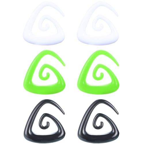 3 Paar Dreieck 8 mm(0 G) Acryl Dehnspiralen Plugs Tunnel Kegel Dehnungsschnecke Acrylkegel Dehnschnecke Set Ohrringe Dehnstab Piercing Spirale Ohr Expander Frauen Herren Weiß/Grün/Schwarz von Decentraland