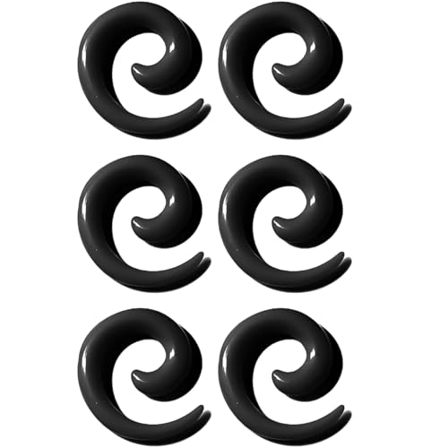 3 Paar Schwarz 1.6 mm(14 G) Acryl Ohrloch Dehnspiralen Plugs Tunnel Kegel Dehnungsschnecke Acrylkegel Dehnschnecke Set Ohrringe Dehnstab Piercing Spirale Ohr Expander Frauen Herren von Decentraland