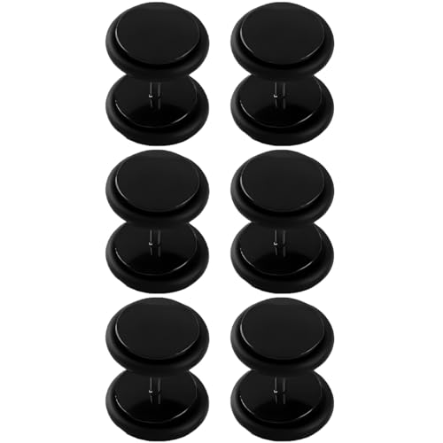 3 Paar Schwarz 8 mm(0 G) Acryl Fake Ears Plugs Kit False Dehnungs Tunnels Edelstahl Ohrstecker Stud Schmuck Ohrringe Schraube Helix Tragus Piercing Frauen Herren von Decentraland