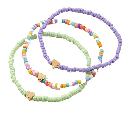 3 Pcs Böhmische Fußkettchen Armband, handgemachte Perlen Sommer Fußkettchen Armband Elastischer Faden Fußkettchen Bunte mehrschichtige Perlen Elastischer Fußschmuck für Frauen Mädchen von Decentraland