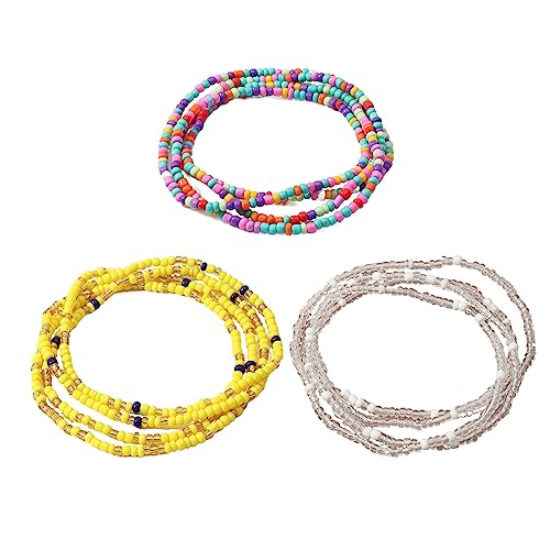 3 Pcs Böhmische Fußkettchen Armband, handgemachte Perlen Sommer Fußkettchen Armband Elastischer Faden Fußkettchen Bunte mehrschichtige Perlen Elastischer Fußschmuck für Frauen Mädchen von Decentraland