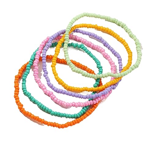 6 Pcs Böhmische Fußkettchen Armband, handgemachte Perlen Sommer Fußkettchen Armband Elastischer Faden Fußkettchen Bunte mehrschichtige Perlen Elastischer Fußschmuck für Frauen Mädchen von Decentraland