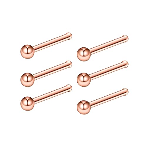 6 Stück Roségold Mit Kugel 0.8 mm(20 G) Nasennagel Nasenring Septum Nasenpiercing Ring Stecker Nostril Piercing Conch Helix Körper Piercings Knorpel Schmuck für Frauen Titanstahl Edelstahl 7 mm von Decentraland