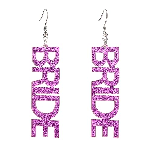 BRIDE Earrings Brautgeschenke, Perlen-Strass-Braut-Buchstaben-Ohrringe für Frauen, Braut-Accessoires für Junggesellenabschied, handgefertigte Perlen-Braut-Ohrhänger, Hochzeit von Decentraland