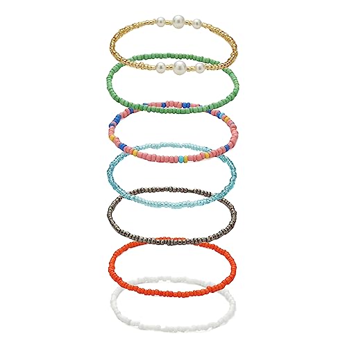 Böhmische Fußkettchen Armband, handgemachte Perlen Sommer Fußkettchen Armband Elastischer Faden Fußkettchen Bunte mehrschichtige Perlen Fußschmuck für Frauen Mädchen Damen von Decentraland