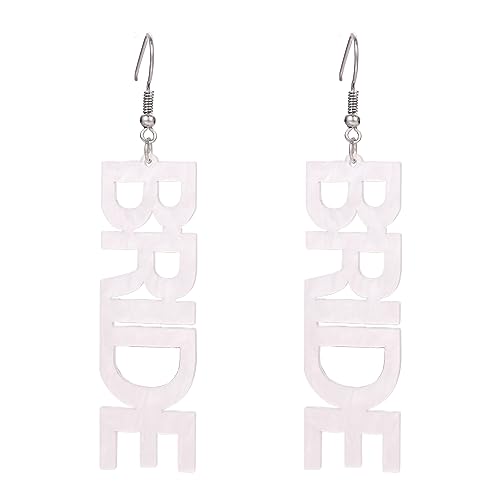 BRIDE Earrings Brautgeschenke, Perlen-Strass-Braut-Buchstaben-Ohrringe für Frauen, Braut-Accessoires für Junggesellenabschied, handgefertigte Perlen-Braut-Ohrhänger, Hochzeit von Decentraland