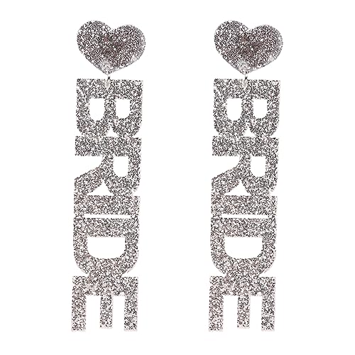 BRIDE Earrings Brautgeschenke, Perlen-Strass-Braut-Buchstaben-Ohrringe für Frauen, Braut-Accessoires für Junggesellenabschied, handgefertigte Perlen-Braut-Ohrhänger, Hochzeit von Decentraland