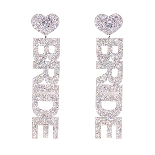 BRIDE Earrings Brautgeschenke, Perlen-Strass-Braut-Buchstaben-Ohrringe für Frauen, Braut-Accessoires für Junggesellenabschied, handgefertigte Perlen-Braut-Ohrhänger, Hochzeit von Decentraland