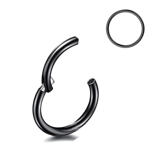 Decentraland 1 STÜCK 14G Schwarz Durchmesser 10mm Septum Scharnier Nasenring Tragus Orbitalknorpel Schmuck 316L Edelstahl Hypoallergen Ohrring Conch Ring Piercing Schmuck für Frauen und Männer von Decentraland