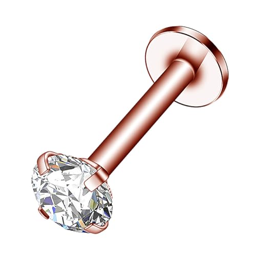 Decentraland 1 STÜCK 16G Roségold Ohrstecker CZ Labret Nase Tragus Knorpelschmuck Hergestellt aus Chirurgenstahl mit Innengewinde Piercingschmuck für Helix, Muschel, Lippe, Nase, Ohrring für Frauen von Decentraland