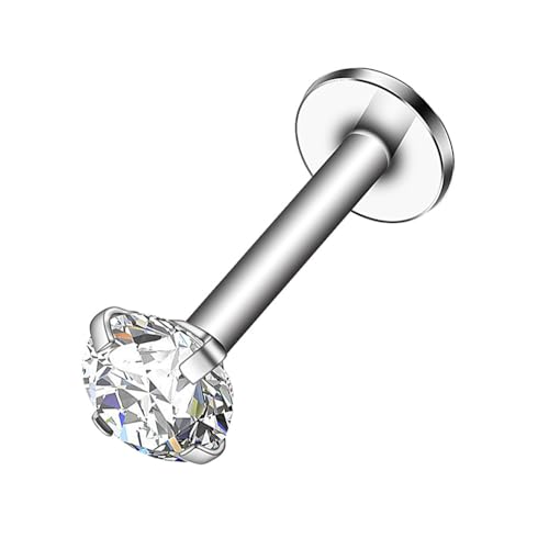 Decentraland 1 STÜCK 16G Silberne Ohrstecker CZ Labret Nase Tragus Knorpelschmuck Hergestellt aus Chirurgenstahl mit Innengewinde Piercingschmuck für Helix, Muschel, Lippe, Nase, Ohrring für Frauen von Decentraland