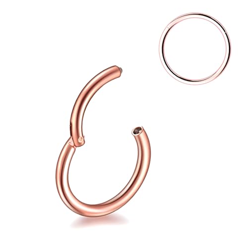 Decentraland 1 STÜCK 18G Roségold Durchmesser 9mm Septum Scharnier Nasenring Tragus Orbitalknorpel Schmuck 316L Edelstahl Hypoallergen Ohrring Conch Ring Piercing Schmuck für Frauen und Männer von Decentraland