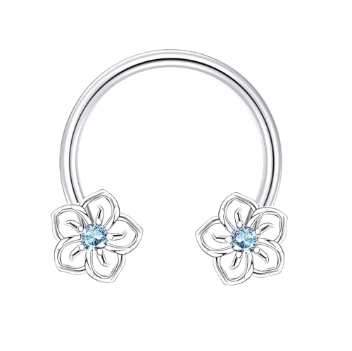 Decentraland 1 Stück 16G Hufeisen Hoop Septum Ring Ohrring Knorpel Nasenring Blumenform Perlenringe Tragus Daith Rook Helix Körperpiercing Schmuck für Frauen von Decentraland