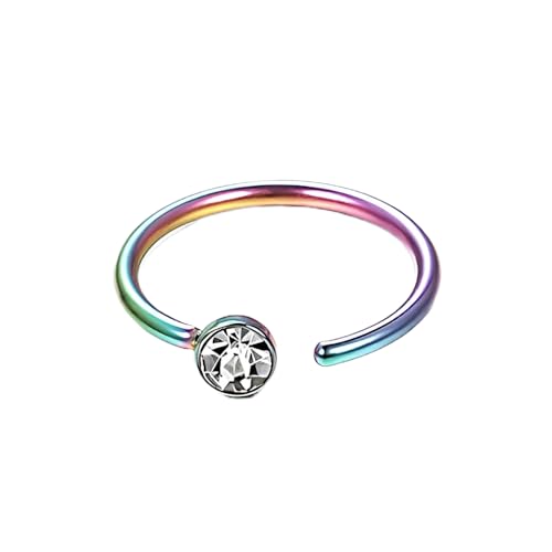 Decentraland 1 Stück 18G Regenbogen Durchmesser 10 mm Edelstahl Klar Rund Zirkon Nasen-Creolen Ring Körperpiercing-Schmuck Für Damen Und Herren von Decentraland