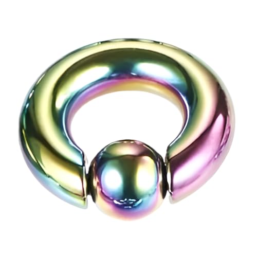 Decentraland 1 Stück Regenbogen 6G Edelstahl Nase Septum Ohrringe Nippel Captive Bead Ring Federkugel Ringe Werkzeug Oberfläche Piercing Schmuck für Männer und Frauen 12–16 mm von Decentraland